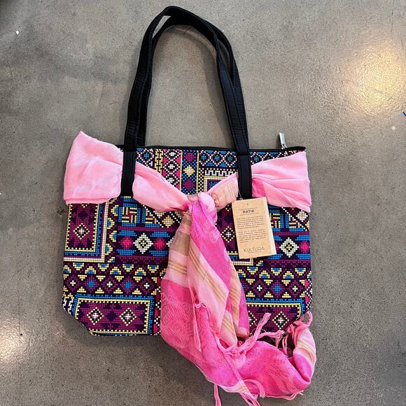 Kultura Tropika Batik Filipino zipper handbag purse tote bad accessory scarf NEW - Picture 1 of 8